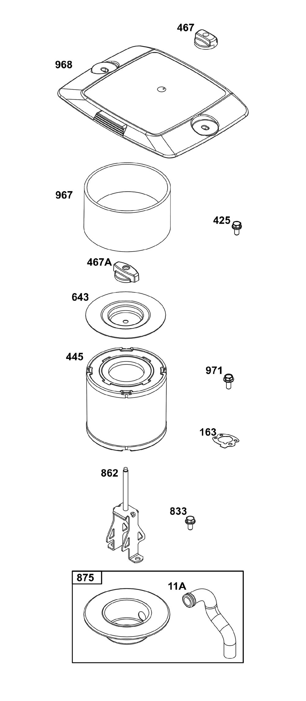 Air Cleaner Group Diagram and Parts List for 356442-0667-F1 200000 - 399999 Briggs and Stratton Engine